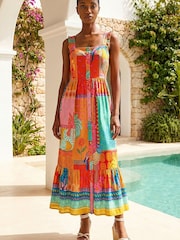 Roman Pink Petite Patchwork Tiered Maxi Dress - Image 1 of 4