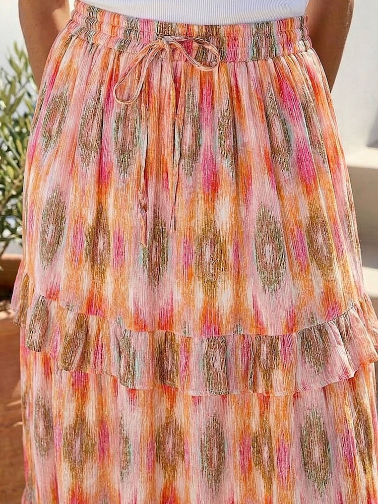 Roman Pink Diamond Contrast Foil Print Skirt - Image 4 of 4