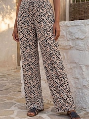 Roman Natural Abstract Wide Leg Trousers - Image 2 of 4