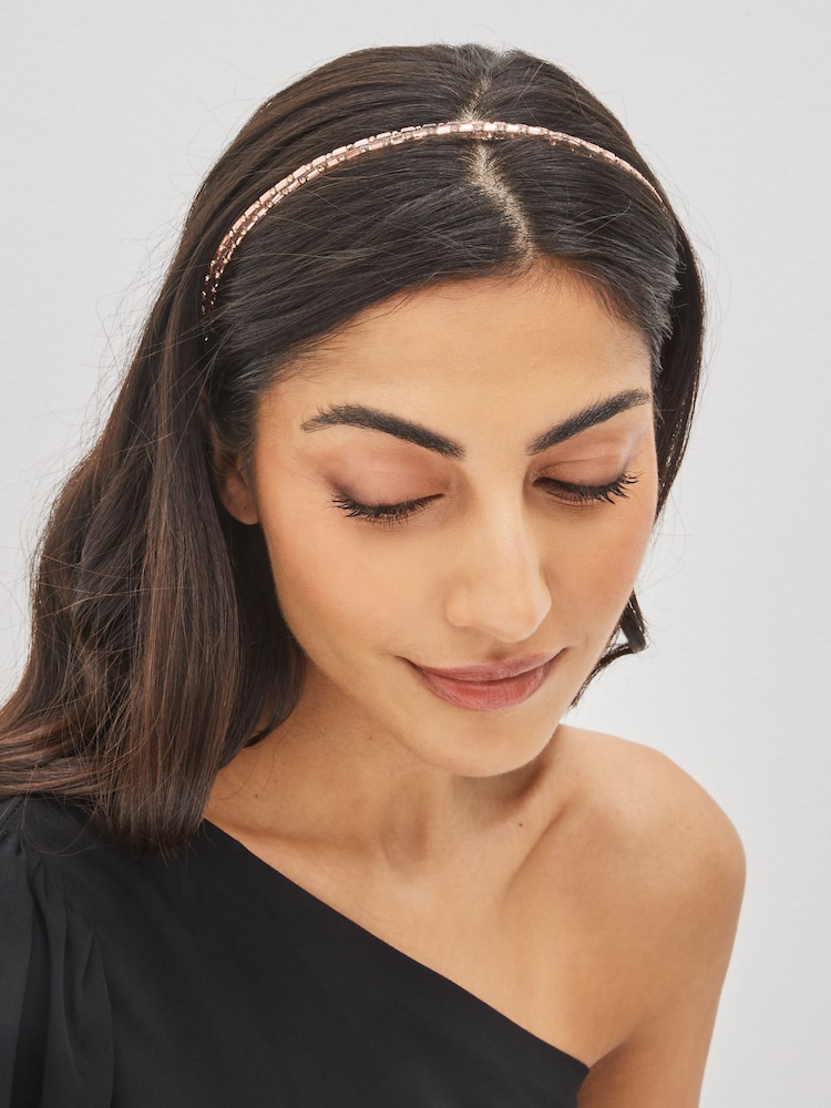 Rose Gold Sparkle Tube Headband - Image 2 of 3