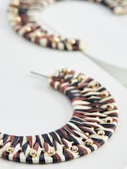 Rust Brown Statement Raffia Hoop Earrings - Image 4 of 4