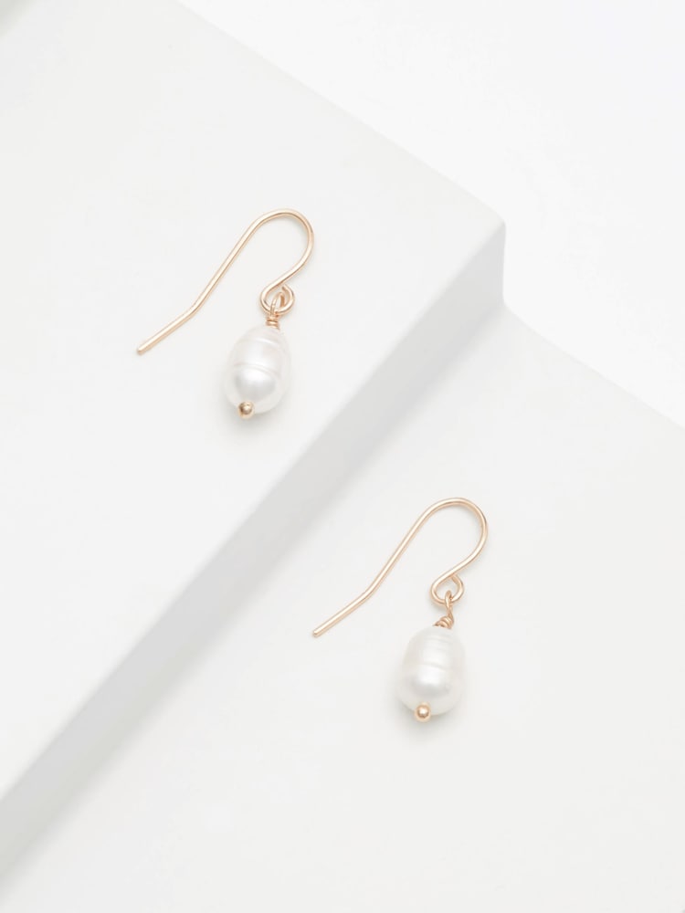 Gold Tone Freshwater Pearl Delicate Earrings - Image 2 of 3