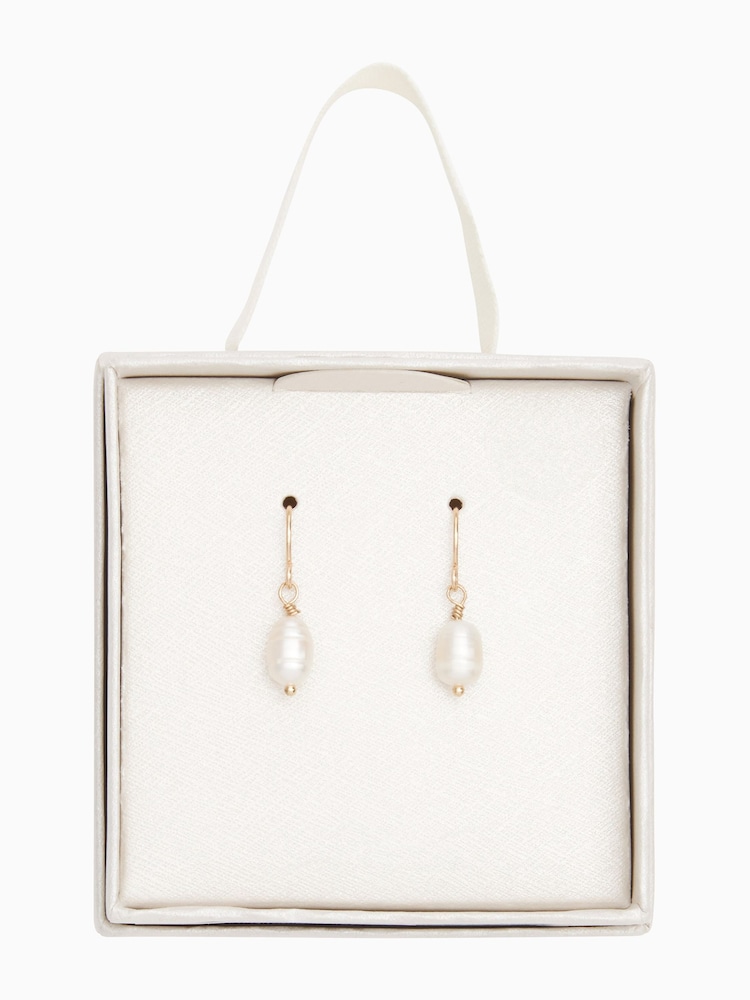 Gold Tone Freshwater Pearl Delicate Earrings - Image 3 of 3