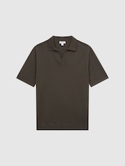 Reiss Dark Military Green Duchie Merino Wool Open Collar Polo Shirt - Image 2 of 7