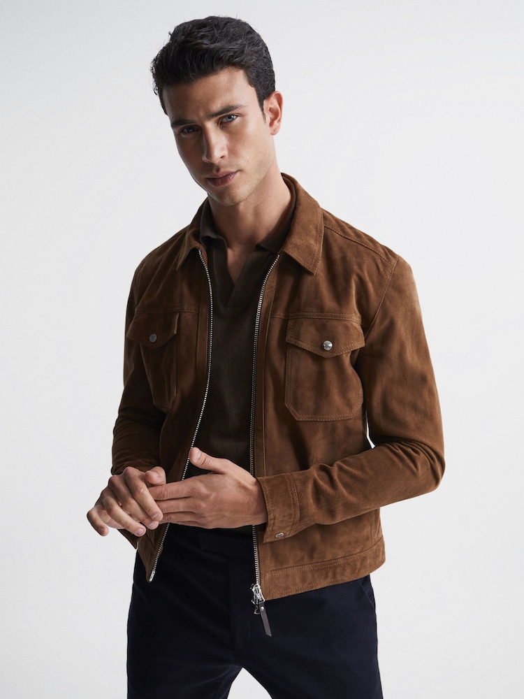 Reiss Dark Military Green Duchie Merino Wool Open Collar Polo Shirt - Image 7 of 7