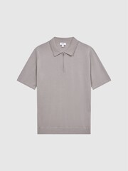 Reiss Flint Grey Maxwell Merino Zip Neck Polo - Image 2 of 6