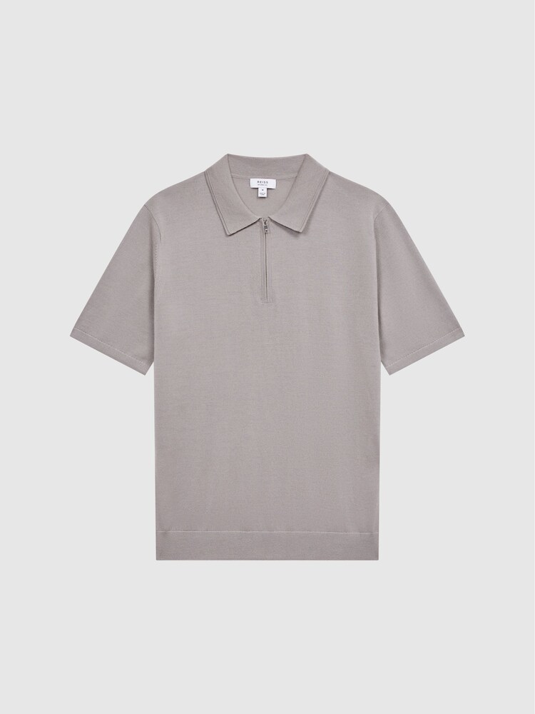 Reiss Flint Grey Maxwell Merino Zip Neck Polo - Image 2 of 6