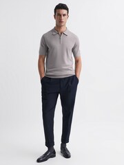 Reiss Flint Grey Maxwell Merino Zip Neck Polo - Image 3 of 6