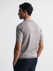 Reiss Flint Grey Maxwell Merino Zip Neck Polo - Image 5 of 6