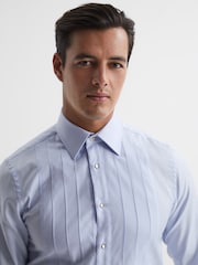 Reiss Soft Blue Gosling Pleated Bib Slim Fit Formal Dinner Shirt - Image 3 of 7