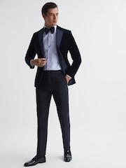 Reiss Soft Blue Gosling Pleated Bib Slim Fit Formal Dinner Shirt - Image 6 of 7