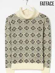 FatFace Natural Iris Pattern Roll Neck Jumper - Image 1 of 1