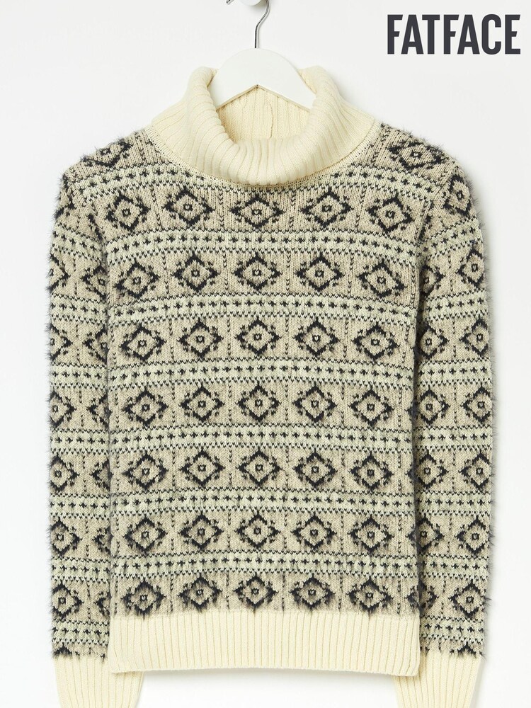 FatFace Natural Iris Pattern Roll Neck Jumper - Image 1 of 1 FatFace Natural Iris Pattern Roll Neck Jumper - Image 1 of 1