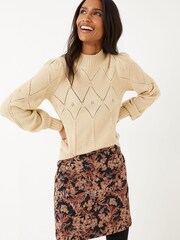 FatFace Natural Lara Pointelle Jumper - Image 1 of 4