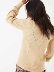 FatFace Natural Lara Pointelle Jumper - Image 2 of 4