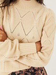FatFace Natural Lara Pointelle Jumper - Image 3 of 4