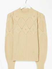 FatFace Natural Lara Pointelle Jumper - Image 4 of 4