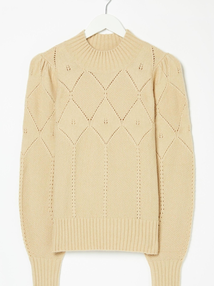 FatFace Natural Lara Pointelle Jumper - Image 4 of 4