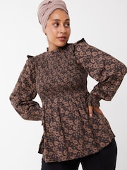FatFace Tally Floral Dot Brown Blouse - Image 1 of 4