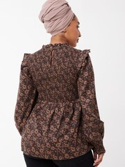 FatFace Tally Floral Dot Brown Blouse - Image 2 of 4
