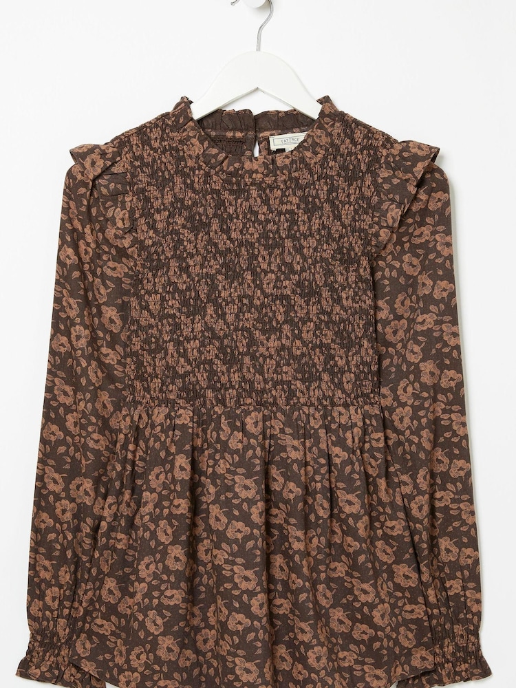 FatFace Tally Floral Dot Brown Blouse - Image 4 of 4