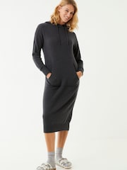 FatFace Grey Lounge Knitted Hoodie Dress - Image 1 of 4