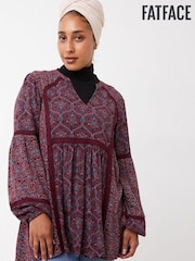 FatFace Purple Bradwell Vine Longline Blouse - Image 1 of 4