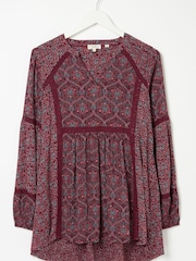 FatFace Purple Bradwell Vine Longline Blouse - Image 4 of 4