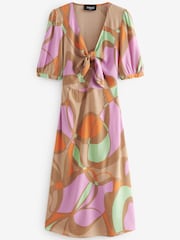 Emme Marella Nude Puff Sleeve Pavone Midi Dress - Image 5 of 5