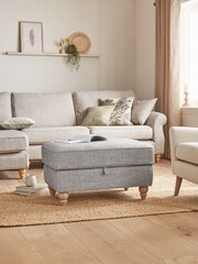 Chunky Weave Dove Grey Ashford Sofa Chaise Storage Footstool - Image 1 of 8