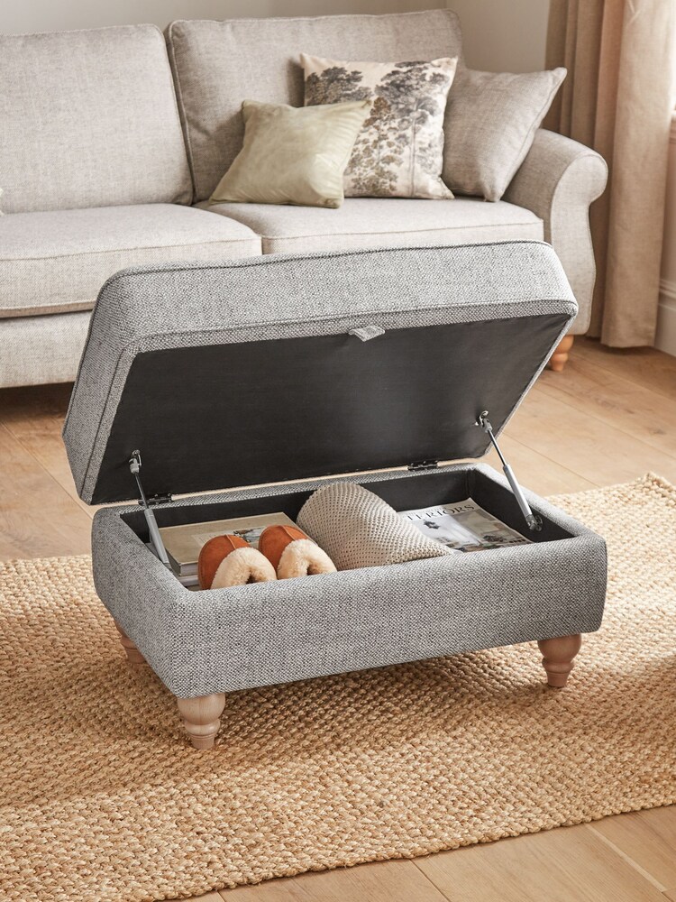 Chunky Weave Dove Grey Ashford Sofa Chaise Storage Footstool - Image 2 of 8