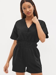 Black Embroidery Detail Playsuit - Image 1 of 5