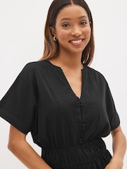 Black Embroidery Detail Playsuit - Image 4 of 5