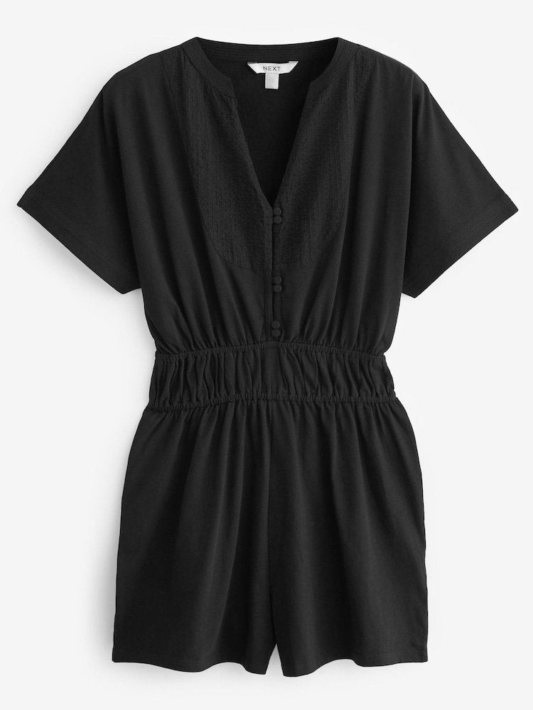 Black Embroidery Detail Playsuit - Image 5 of 5