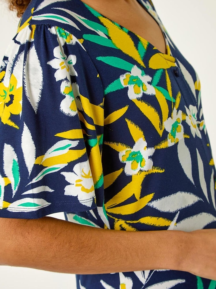 Roman Yellow Leaf Button Detail T-Shirt Dress - Image 5 of 5