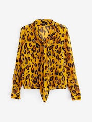 Orange Animal Mylene Klass Orange Animal Tie Neck Long Sleeve Blouse - Image 2 of 6