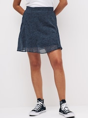 Blue/Black Animal Print Sheer Mini Skirt - Image 4 of 6