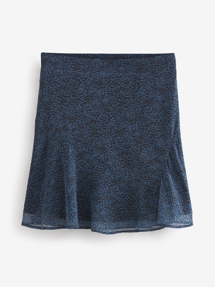 Blue/Black Animal Print Sheer Mini Skirt - Image 6 of 6