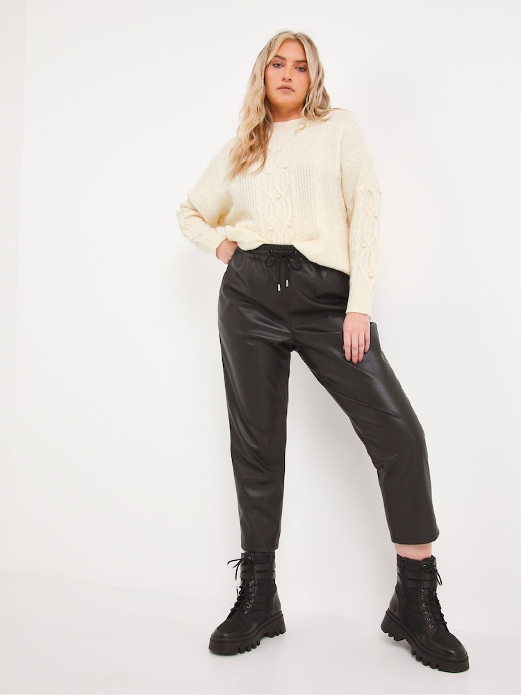 Simply Be Cream Dolman Sleeve Cable Jumper - Image 1 of 4