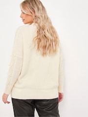 Simply Be Cream Dolman Sleeve Cable Jumper - Image 2 of 4