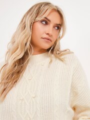 Simply Be Cream Dolman Sleeve Cable Jumper - Image 4 of 4