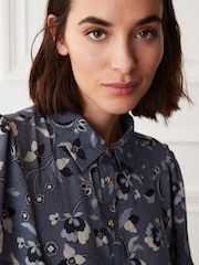 Purple Floral Mini Short Sleeve Shirt Dress - Image 3 of 5