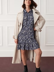 Purple Floral Mini Short Sleeve Shirt Dress - Image 4 of 5