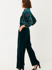 FatFace Green Wide Leg Velvet Trousers - Image 2 of 3
