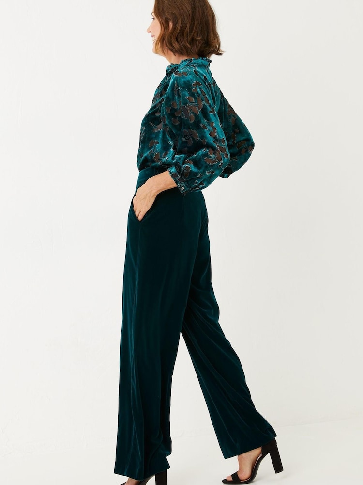FatFace Green Wide Leg Velvet Trousers - Image 2 of 3