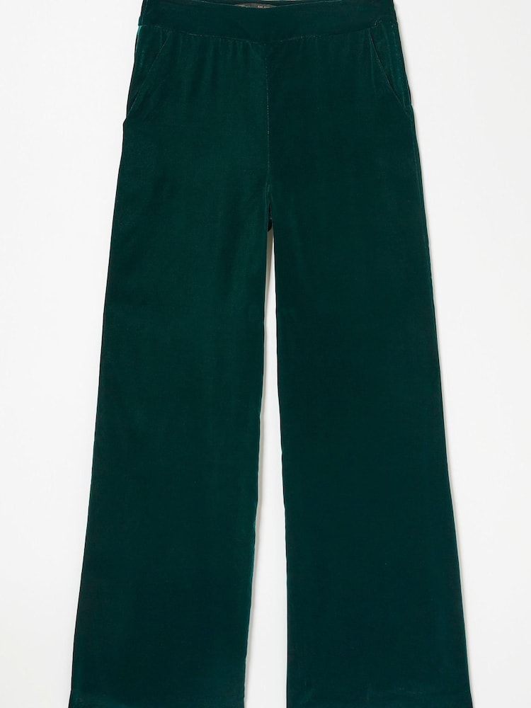 FatFace Green Wide Leg Velvet Trousers - Image 3 of 3