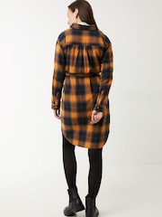 FatFace Carrie Check Brown Shirt Dress - Image 2 of 4