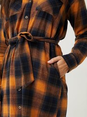 FatFace Carrie Check Brown Shirt Dress - Image 3 of 4