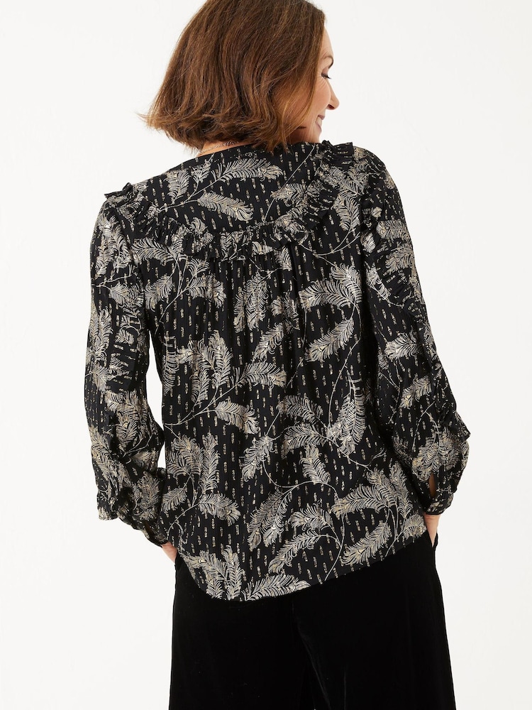 FatFace Sudley Metallic Feather Black Blouse - Image 2 of 4