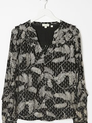 FatFace Sudley Metallic Feather Black Blouse - Image 4 of 4